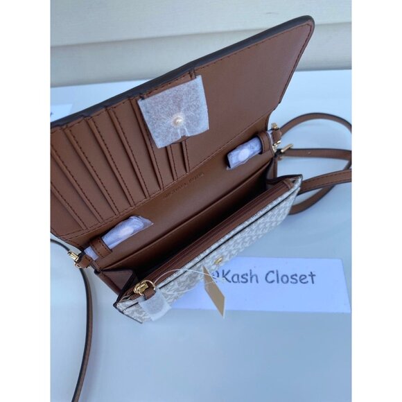 Michael Kors phone crossbody jet set travel medium MK signature brown - Picture 7 of 10